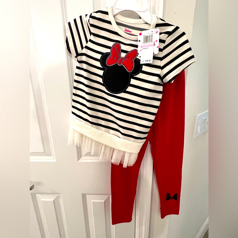 Disney Minnie striped girls legging set